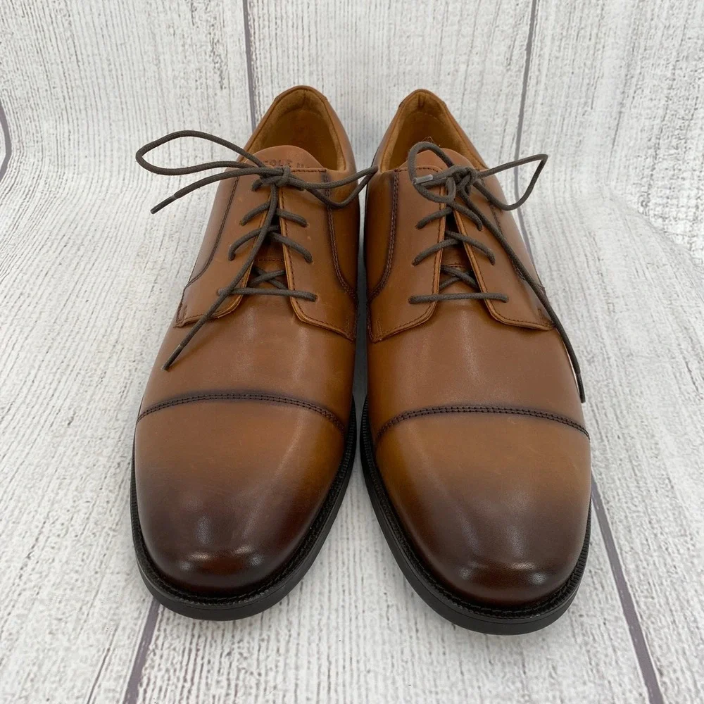 Cole Haan Bedford Cap Toe Derby Mens 13 British Tan Leather Grand 360 Dress Shoe